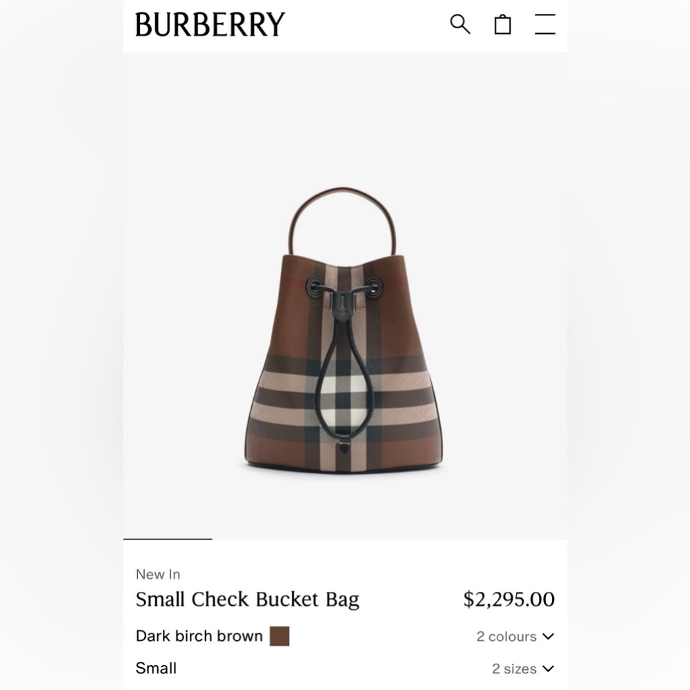 Burberry Dark Birch Small Drawstring Bucket - Picture 12 of 14